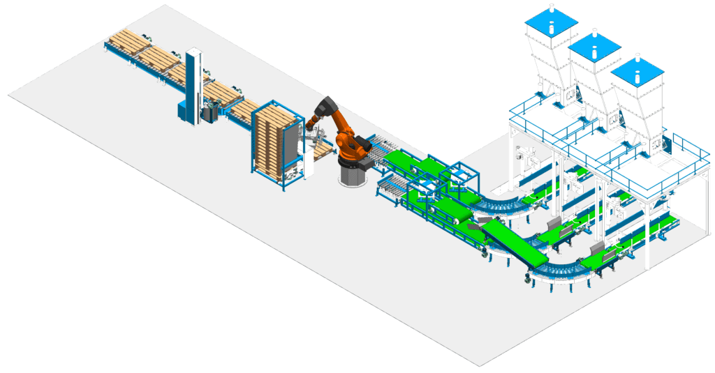 Tam Otomatik Un Çuvalı Paketleme ve Paletleme Hattı
